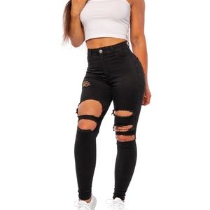 Black Distressed Skinny Jeans